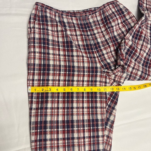 Talbots Blue and White Ankle Cropped Pants women plus size 14 Cotton Seersucker - Picture 8 of 10